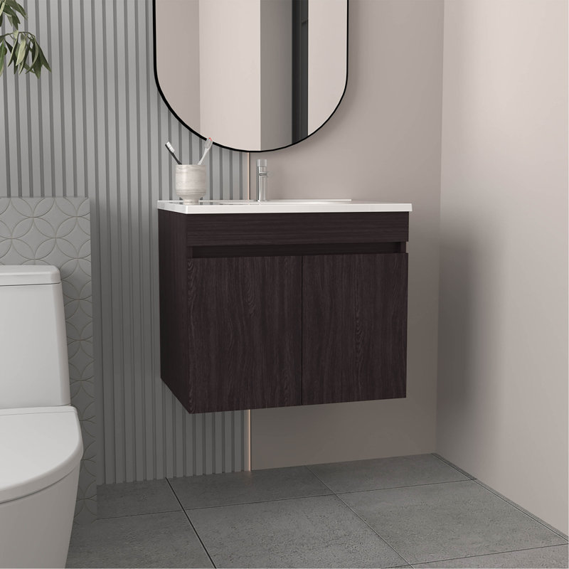 Meuble-lavabo de salle de bain avec lavabo, 2 portes, 2 tablettes (PAS DE ROBINET INCLUS)