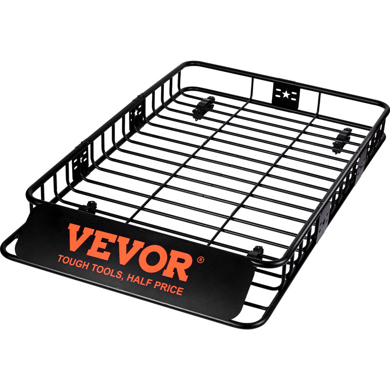 Roof Rack Cargo Basket, 162.6 cm x 99.1 cm x 15.2 cm Rooftop Cargo Carrier with Extension, Heavy-duty Steel 90.7 kg Capacity Universal Roof Rack Basket, Luggage Holder for SUV, Truck