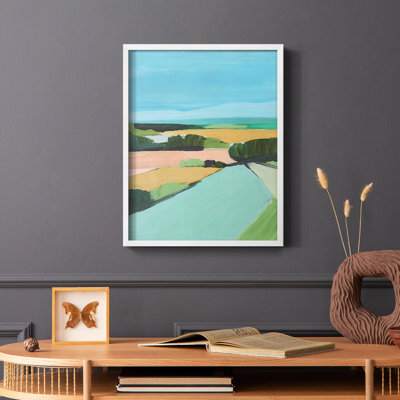 «Bright Colored Countryside II», reproduction encadrée - bois massif