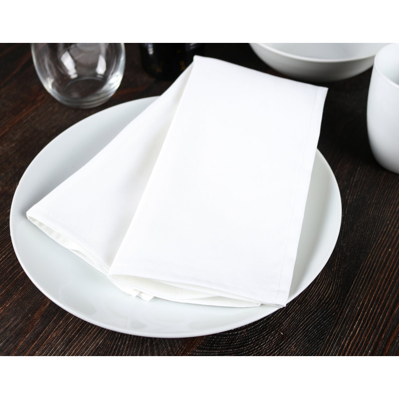 Serviette carrée en polyester, Blanc