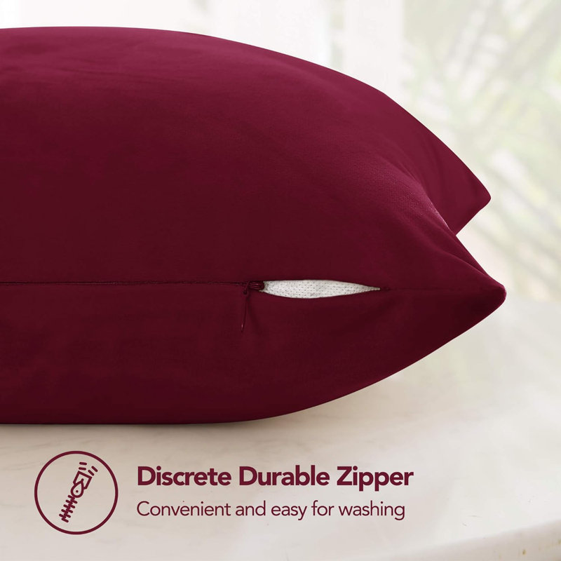 Lukats Square Throw Pillow Cover, Burgundy, 45cm H x 45cm W