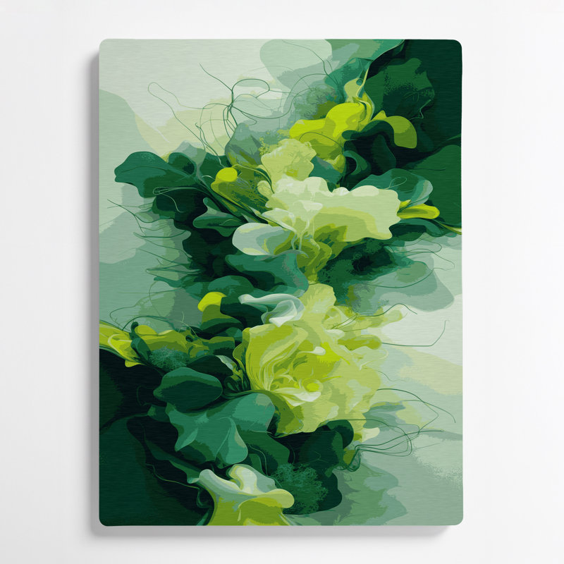 Art mural abstrait en métal vert 45, H 24 po x l 36 po