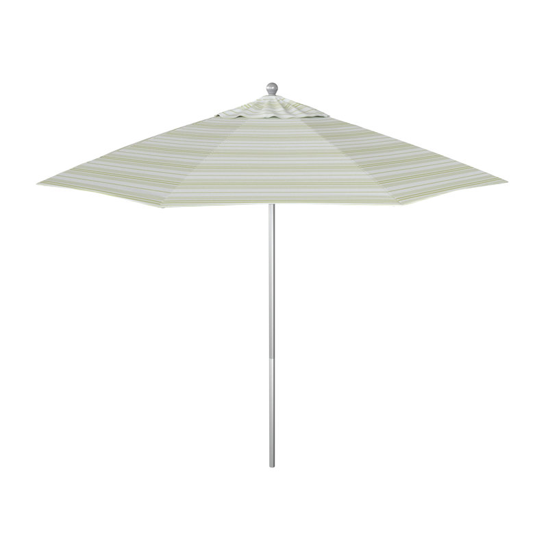 Parasol de marché 108 "x 108 Santana, Argent anodisé, Welfleet Basil Outdura®
