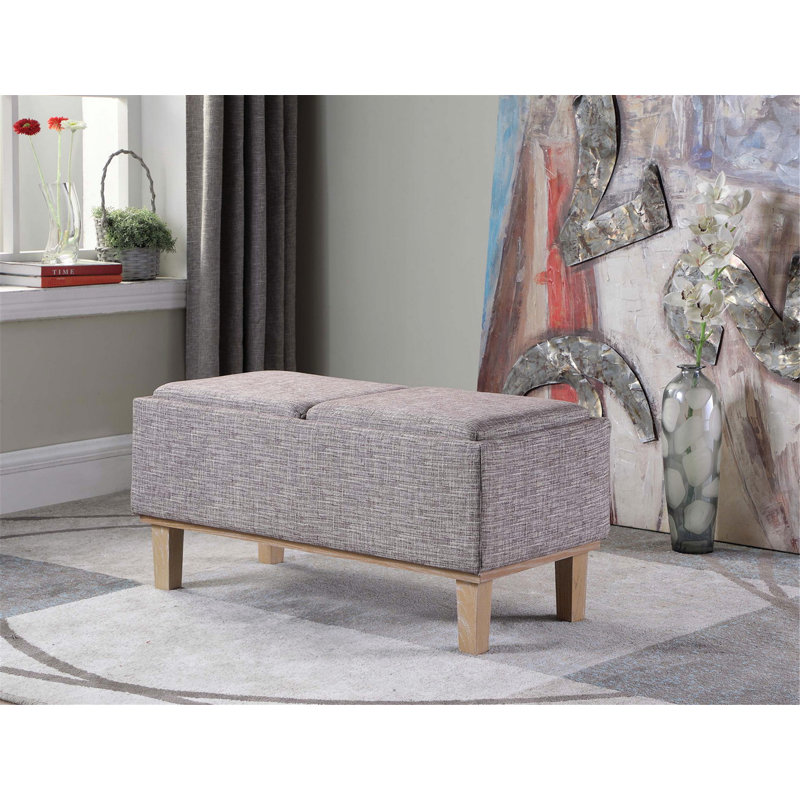 Banc de rangement rembourré Rafal, Gris