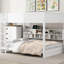 Grand lit blanc superposé au dessus d'un lit superposé - stable avec rangement et douilles-1333787462