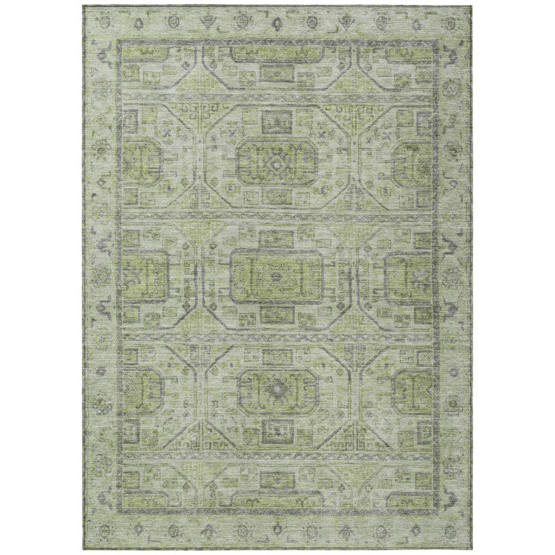 Machine Washable Indoor/Outdoor Xhevrie Aloe Rug, Rectangle 8' x 10'