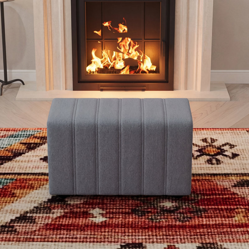 Rectangle Upholstered Storage Ottoman, Dark Gray