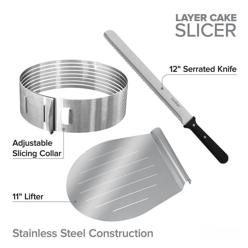 Frieling Zenker 3 Piece Layer Cake Slicing Kit Set
