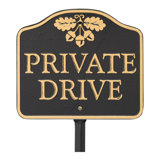Private Drive Sign Cast Aluminum - Wall or Lawn Mounting