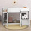 Lit mezzanine double pleine grandeur avec rangement, lit mezzanine avec armoire de rangement, 2 portes et zone de jeu, cadre de chalet-648882348