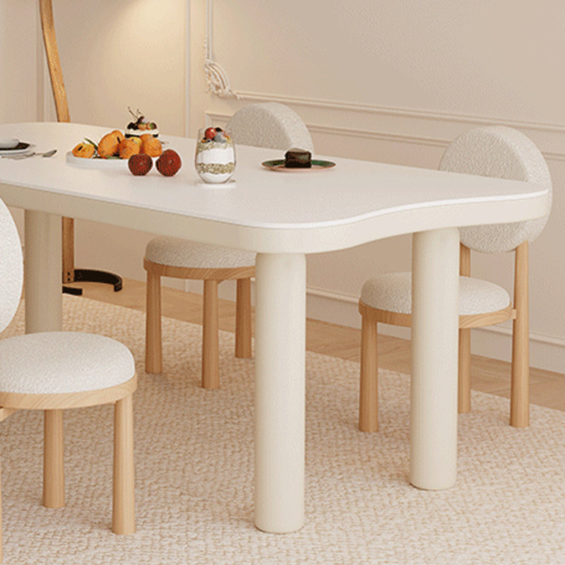 Creamy Style Simple Exquisite Rock Slab Table, White, 29.52"H x 86.61"L x 35.43"W