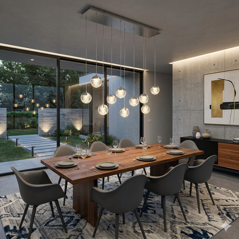 Luminaire suspendu en forme de globe à 10 lumières DEL Heatherly, Nickel