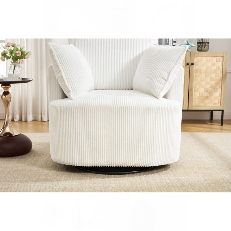 Fauteuil d'appoint pivotant blanc, fauteuil demi-tonneau pivotant rond, fauteuil, fauteuil rembourré, fauteuil de lecture, fauteuil de lecture, fauteuil simple, bureau de chambre à coucher