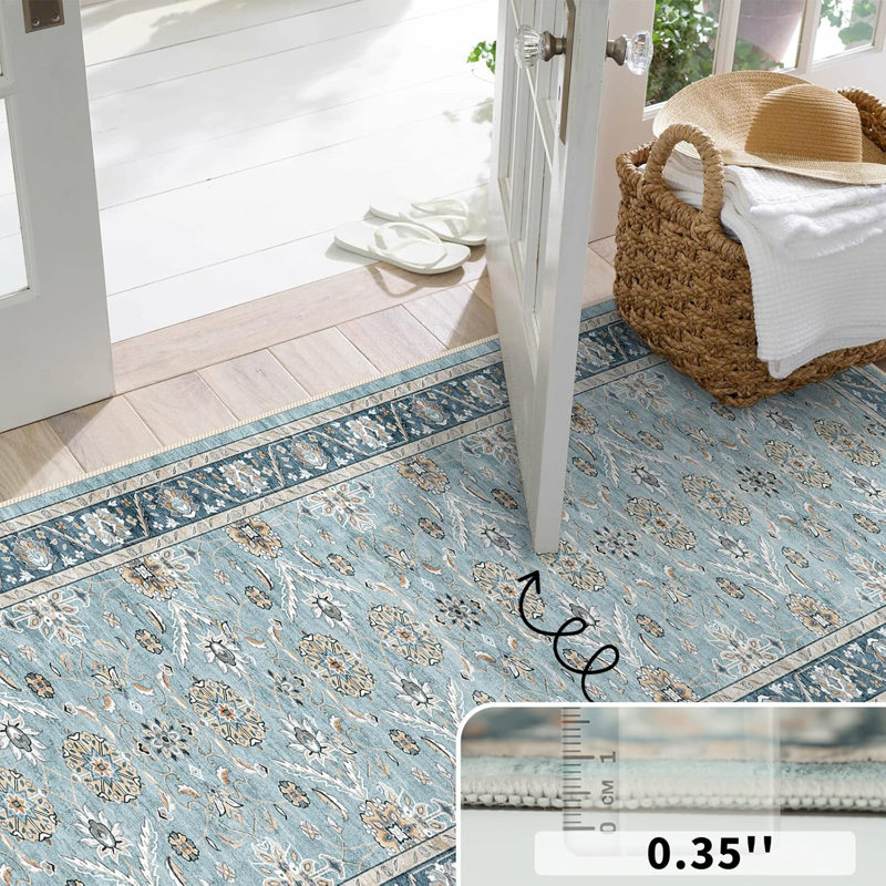 2 Runner Rus for Hallways Soft Kitchen Rug Non Slip Rug Runner with Rubber Backing for Bathroom Washable Non Shedding Farmhouse Runner Rug(Green, 2)