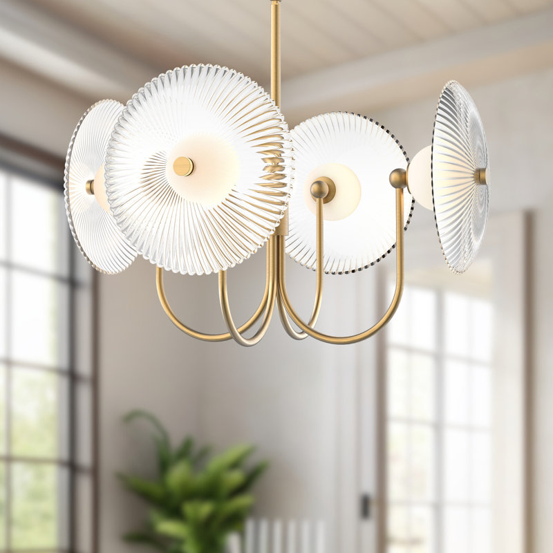 4-Light Chandelier, Or brossé