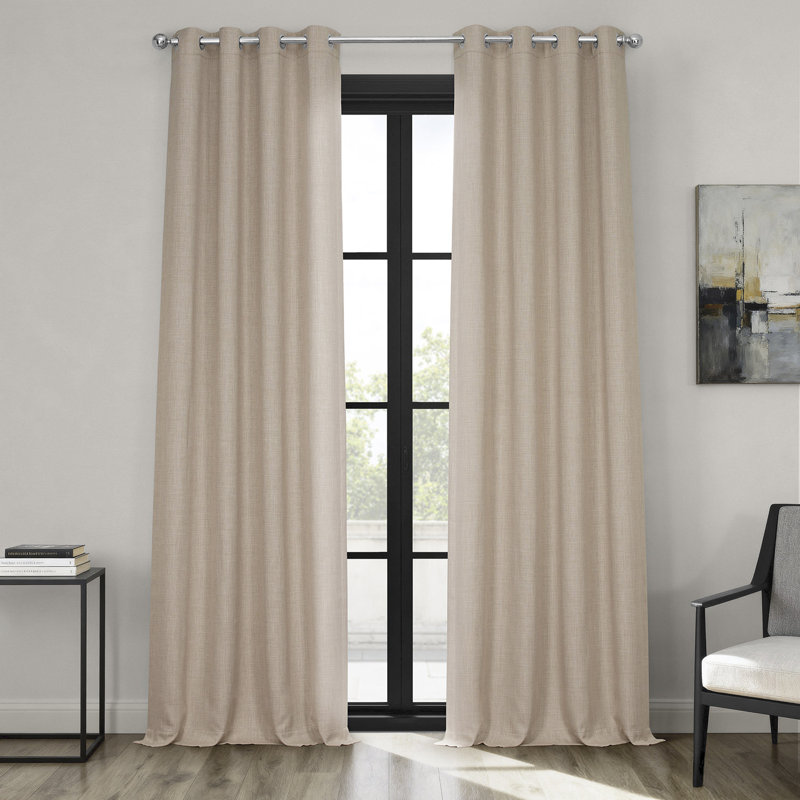 Oneridge Room Darkening Faux Linen Single Curtain Panel, 50" W x 120" L, Butterscotch