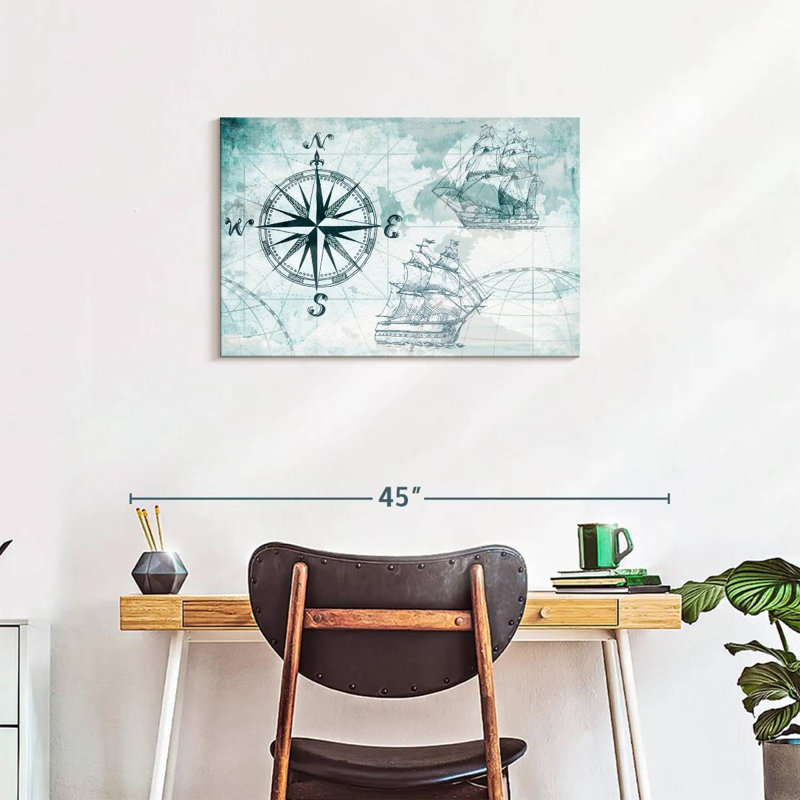 «Ocean Compass», reproduction sur toile, H 20 po x l 30 po x P 1,25 po