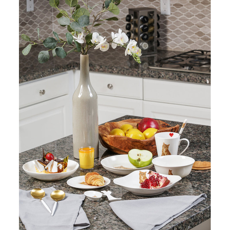 Service de table en porcelaine 11 pièces - Tabby orange