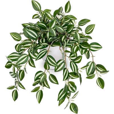 Artificial Trailing Plant In White Pot, Faux Cascading Greenery For Shelf, Bathroom, Kitchen, Office And Home Decor