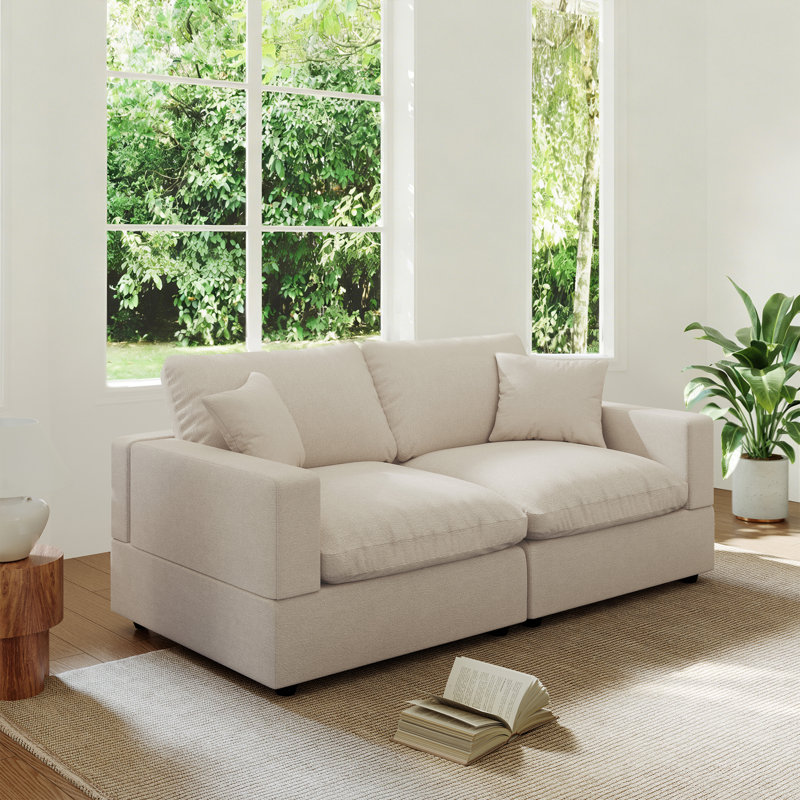 Canapé rembourré, canapé modulaire modulaire Cloud Couch pour salon, chambre à coucher, H 24,8 po x l 67 po x P 28,3 po, 2