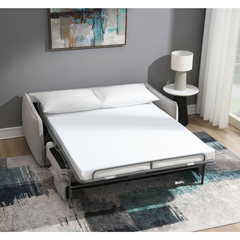 Canapé en chenille avec matelas (matelas inclus), 35" H x 74" W x 39" D, Beige