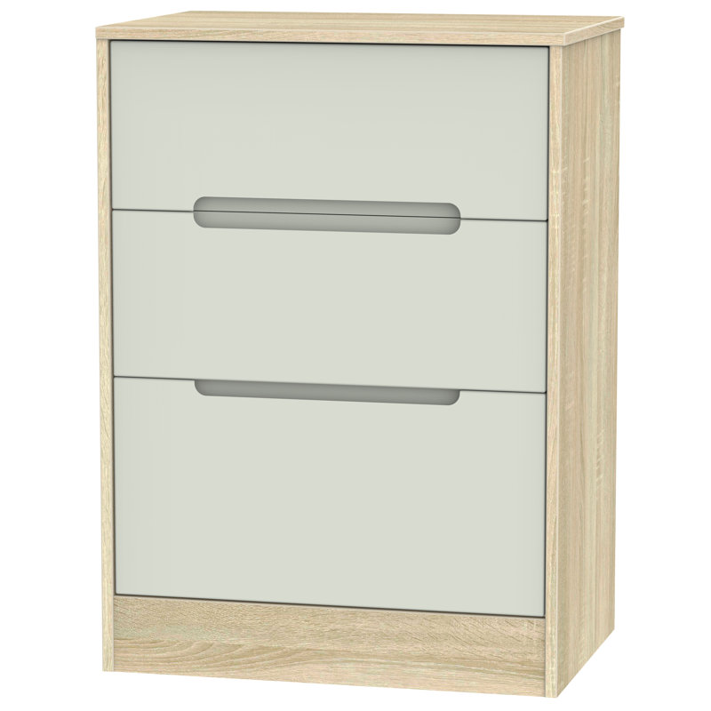 Fully Assembled Vernon 3 Drawer Chest, Kashmir Matt/Bardolino Oak
