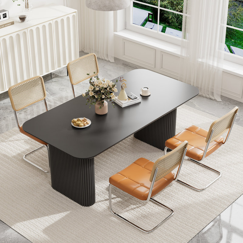 Ensemble de table de salle à manger 70,9 po, 5, Noir, Brun