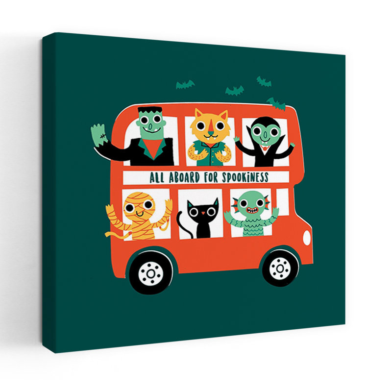 Spooky Bus, art urbain contemporain, H 32 po x l 32 po