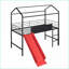 Lit mezzanine simple en métal avec glissade et amp; Tableau d'écriture recto verso - noir et rouge-1950720766