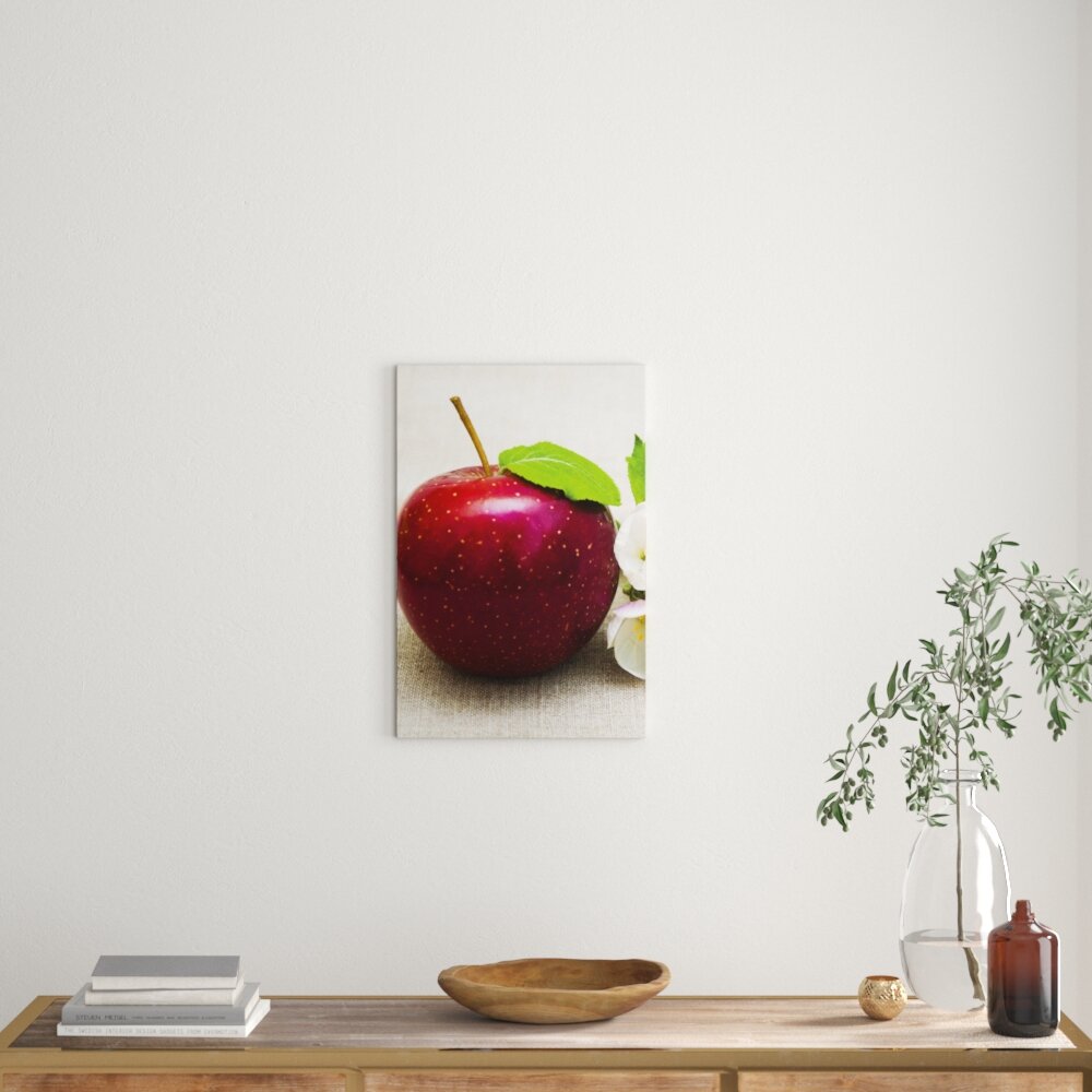 Leinwandbild Apfel mit Apfelblüte, Fotodruck