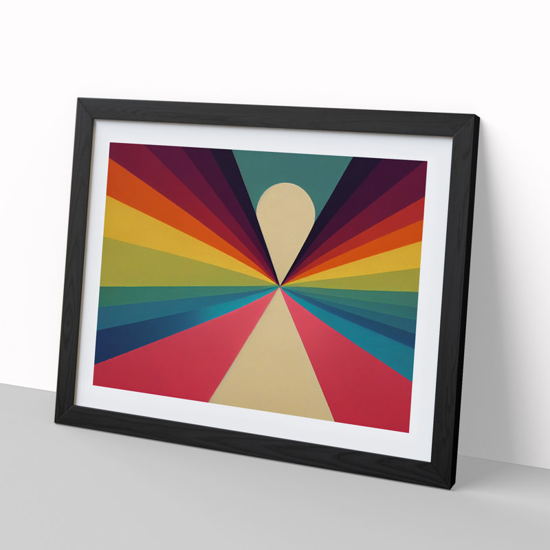 Rainbow Deco Abstract - Single Picture Frame Print, 46cm H x 64cm W x 2cm D, Black