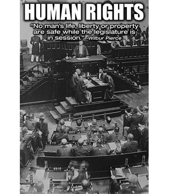 « human rights » par wilbur pierce, affiche rétro