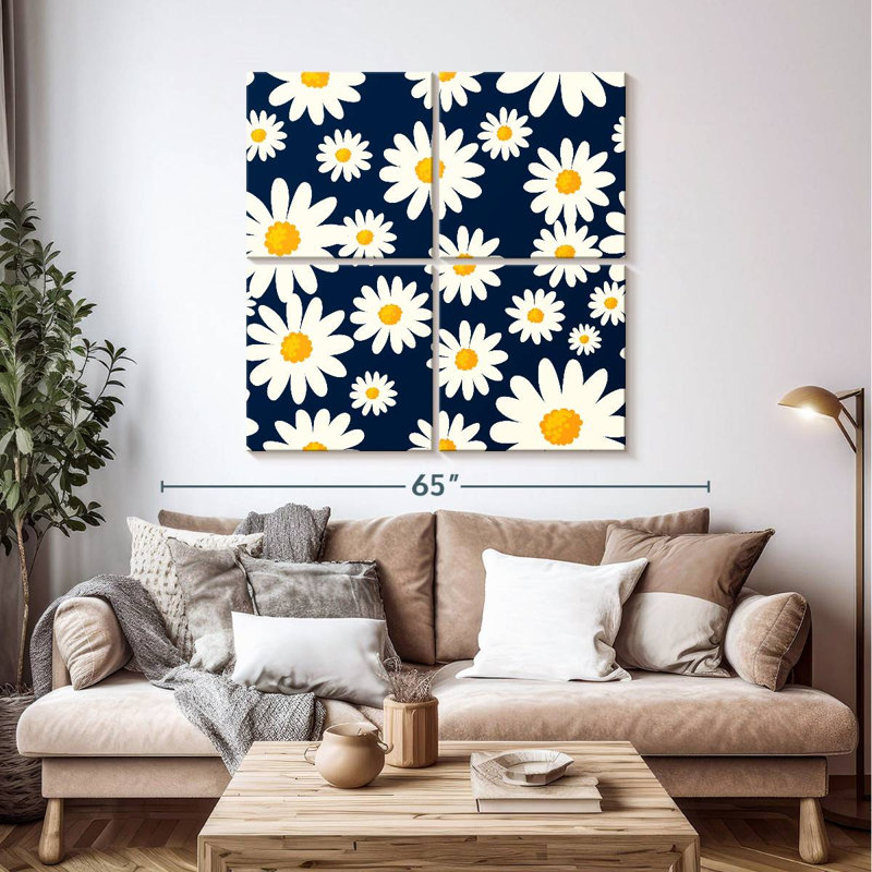 Motif de marguerites Harnek, H 45 po x l 45 po