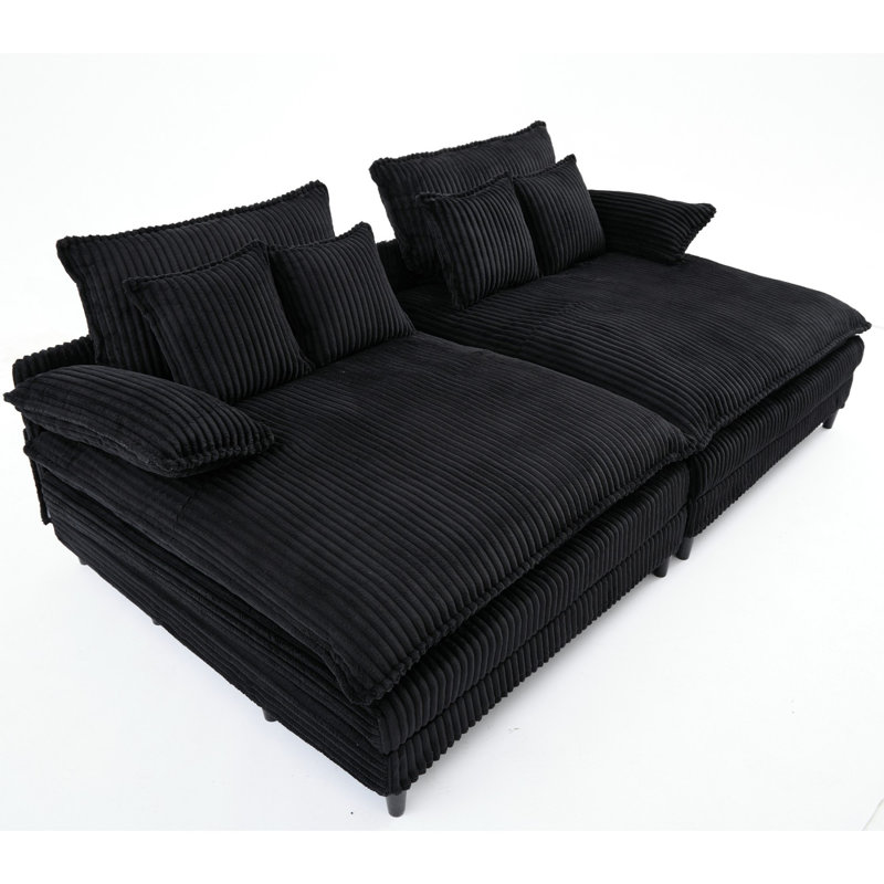 Méridienne surdimensionnée double l 109 po, Noir