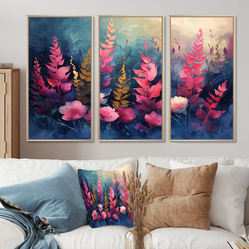 Lakeville - Lupin Wall Art Wall Art, ensemble de salon, Toile naturelle avec cadre flottant, H 28 po x l 36 po x P 1 po
