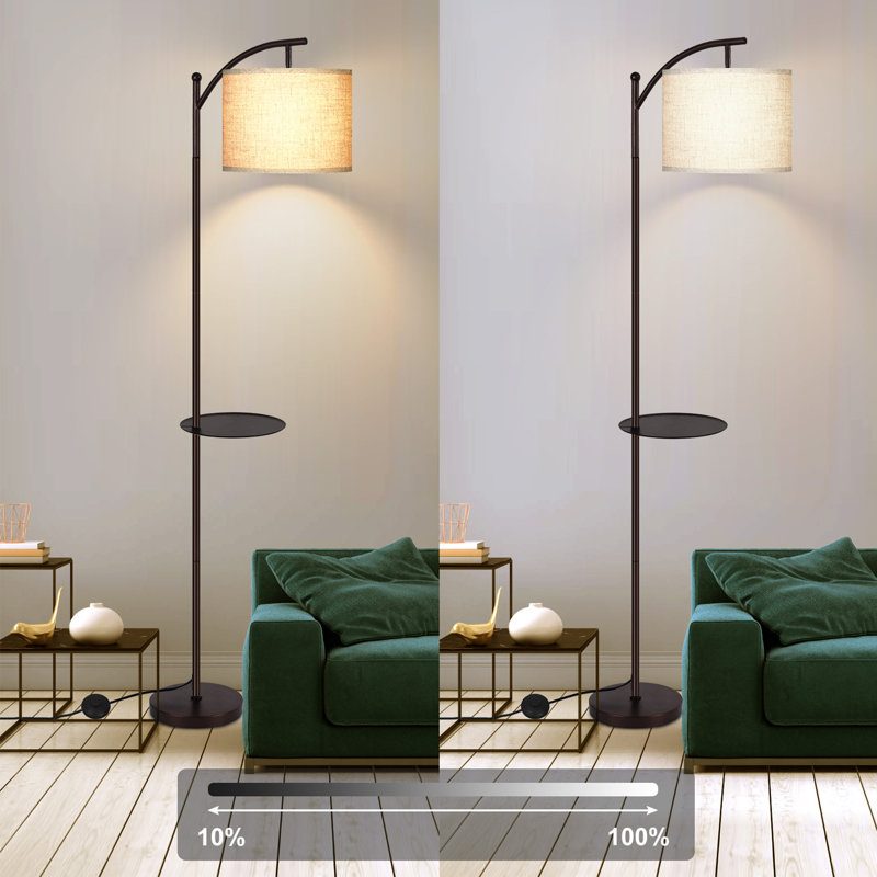 Suneet 65.75'' Tray Table Floor Lamp, Brown
