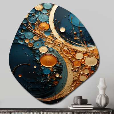 Drayton - Abstract Spirals Unique Shape Metal Wall Art, Gold Asymmetrical Metal Art Print