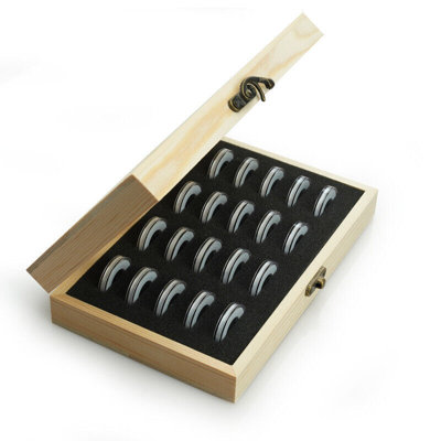 20Pcs Coins Capsules Wooden Display Storage Box Case Holder Collectible Supply