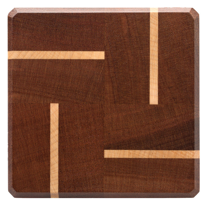 Wood Coaster Set With Holder, Brown