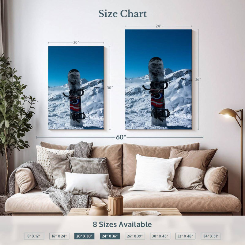 Sirci Snowboard dans la neige, H 36 po x l 24 po