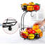 Rangement à 2 niveaux en fer pour panier de fruits et légumes avec support à banane, noir, 64 onces