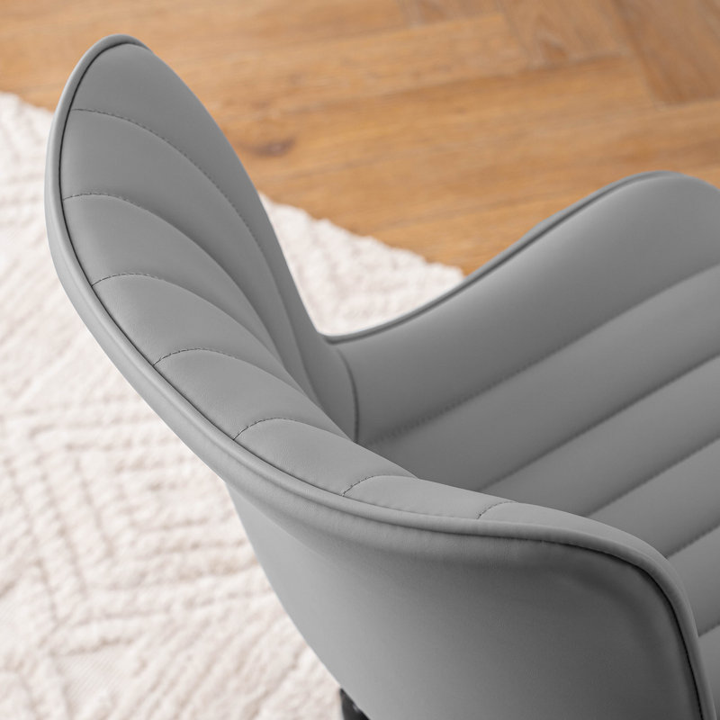 Swivel Adjustable Office Chair Ergonomic Faux Leather Desk Chair with Backrest Comfortable Padded Executive Chair for Home Office, Vanity Room