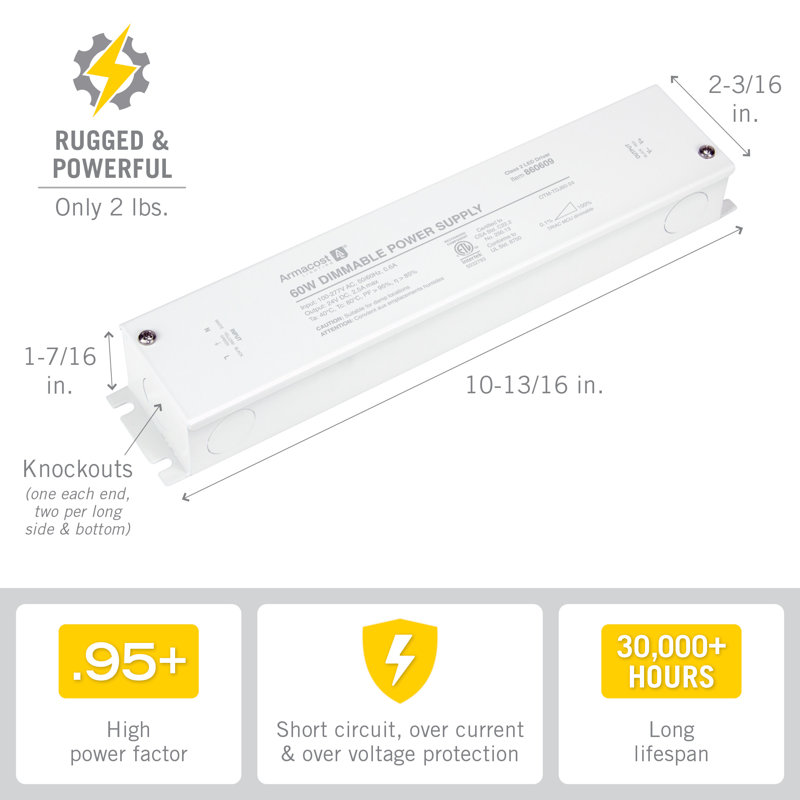 Dimmable 24V DC LED Driver with Enclosure ELV/MLV/TRIAC, 60W