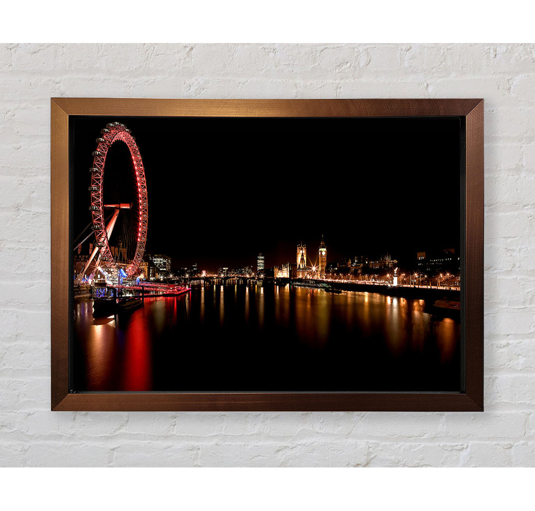 London Eye Red Water Reflections - Einzelner Bilderrahmen Kunstdrucke