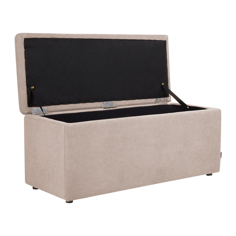 Rabecka Polyester Upholstered Storage Bench, Beige