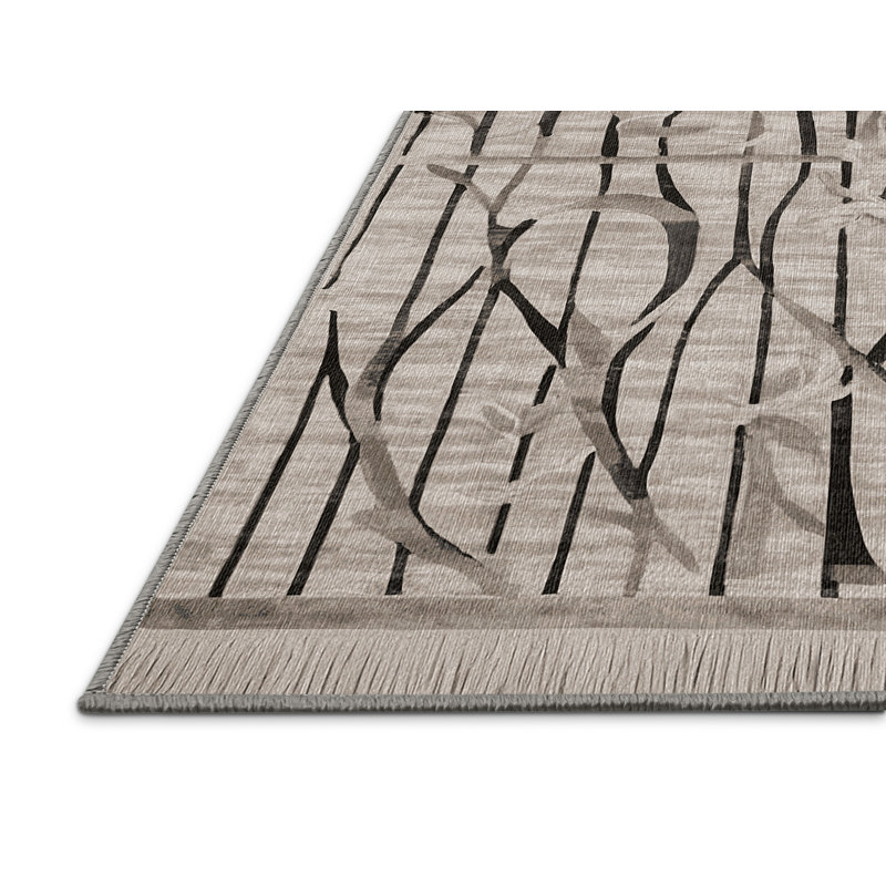 Machine Washable Gray Area Rug, Rectangle 7' x 9'