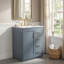 Meuble-lavabo autoportant 24 po en MDF + fer avec plateau à 3 tiroirs et portes à fermeture douce intégrées bleu-130918321-130918322