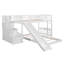 Lit superposé simple au-dessus de simple avec deux tiroirs et glissière Stairway, blanc-1215139112