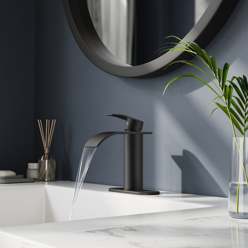 Single-Hole Single-handle Bathroom Faucet with Drain Assembly, Black
