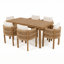 Ensemble de salle à manger 7 pièces avec table en bois d'acacia et 6 chaises de patio
